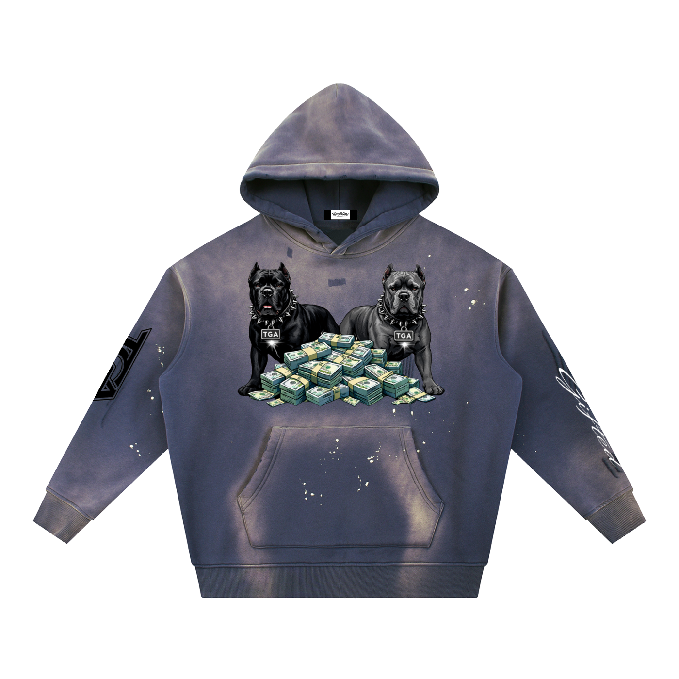 Vintage Washed Frayed Fleece Hoodie