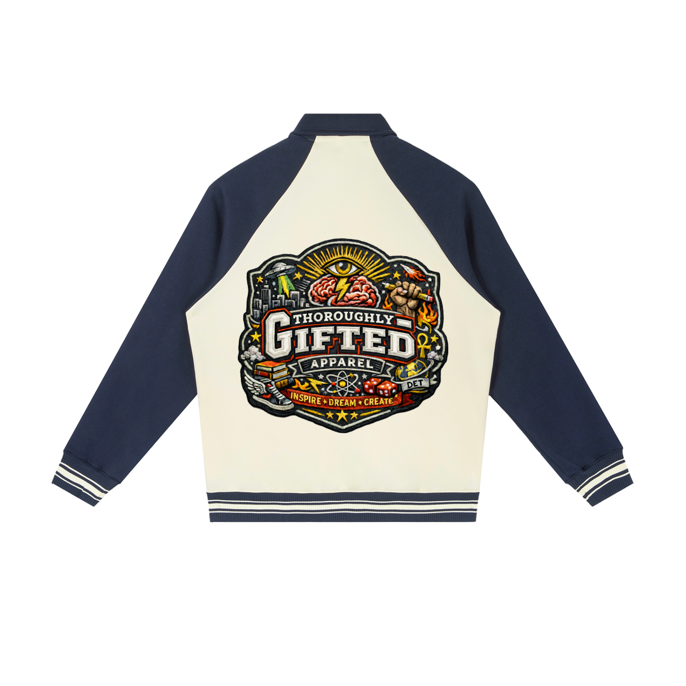 Contrast Raglan Sleeve Baseball Jacket
