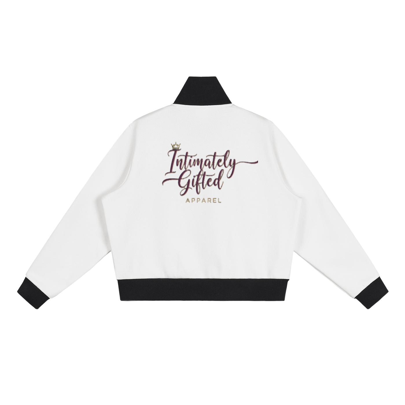 Contrast Side Stripe Fleece Cropped Track Jacket