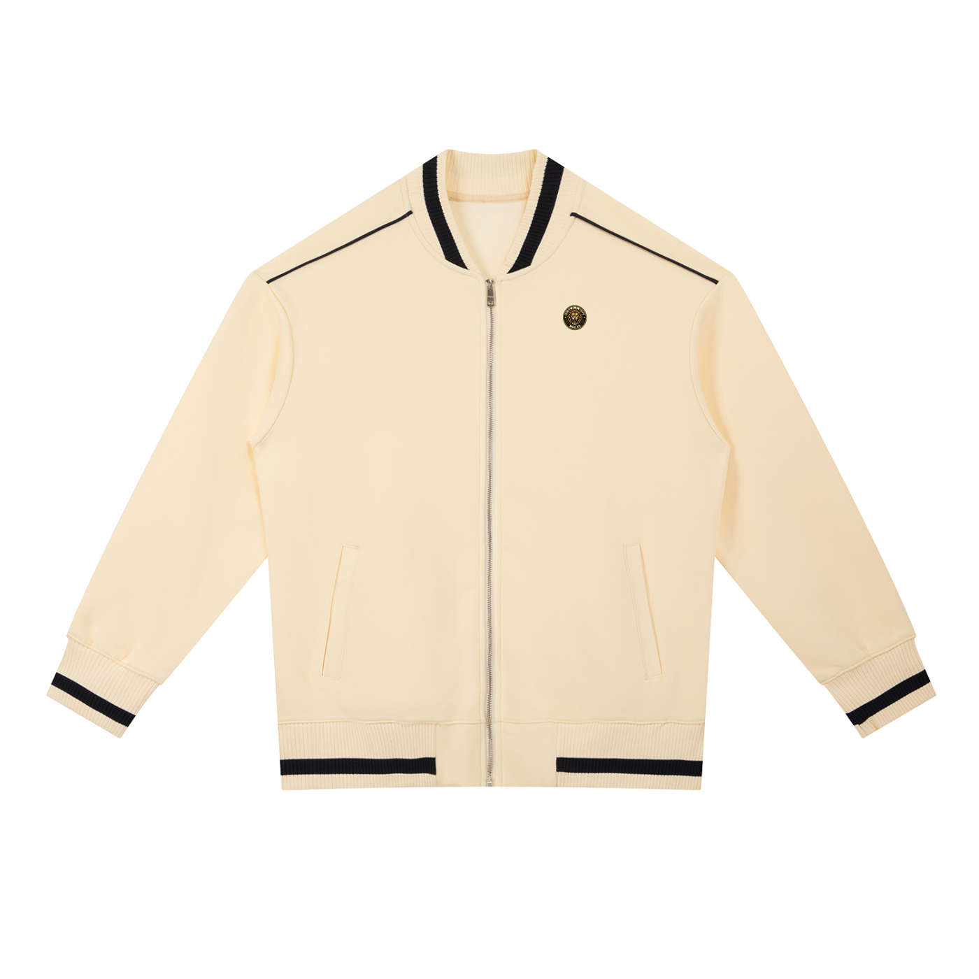 Contrast Piping Zip Bomber Jacket