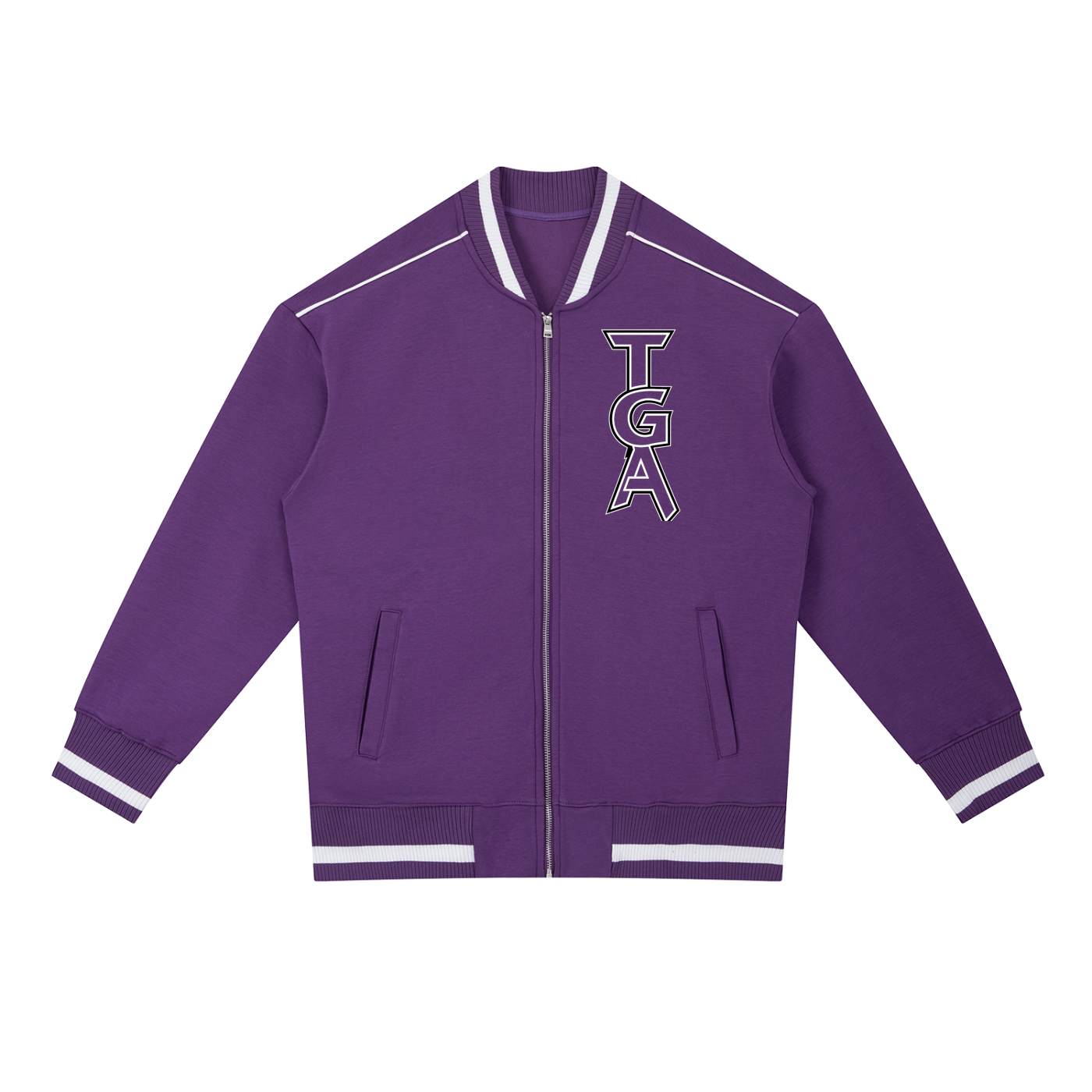 Contrast Piping Zip Bomber Jacket