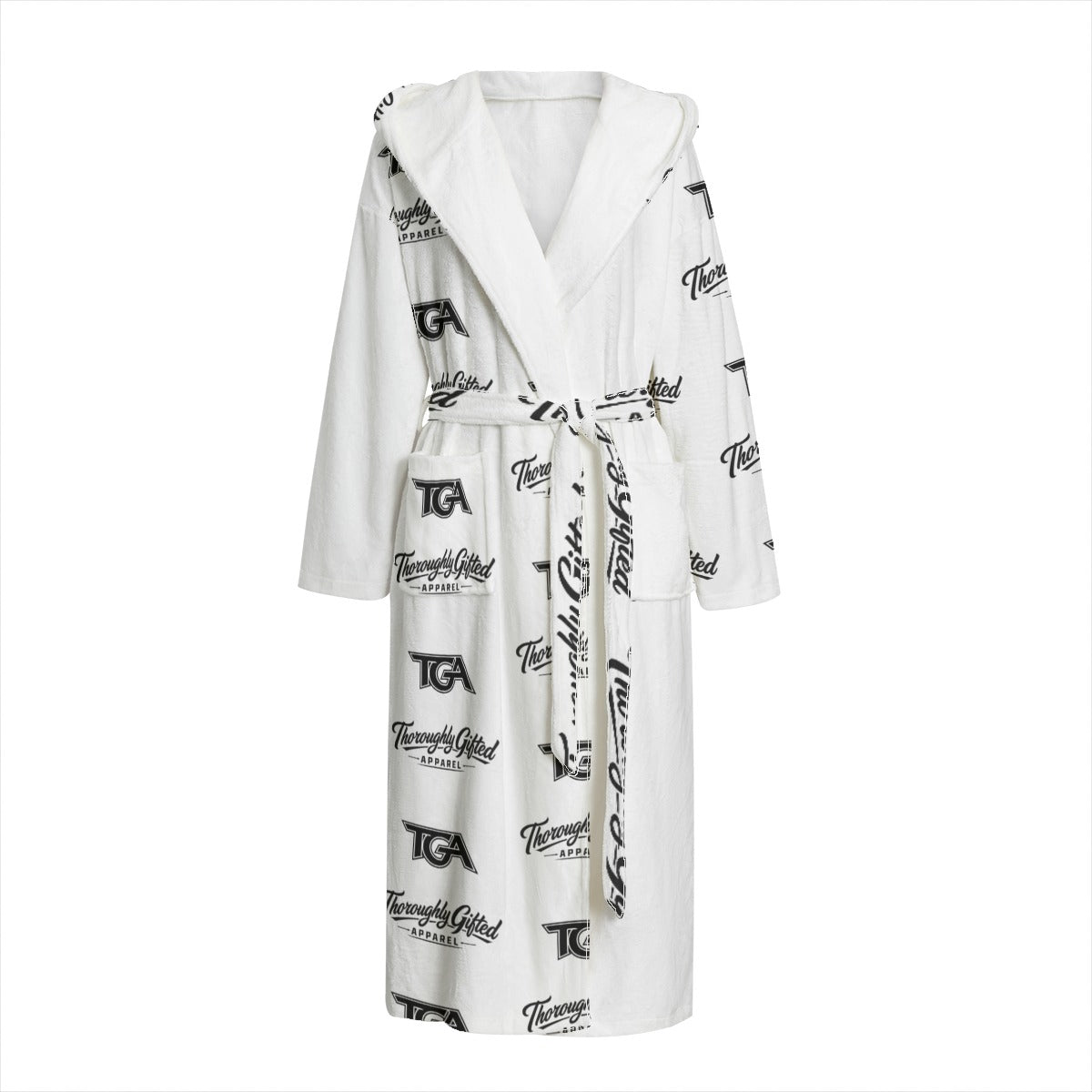 All-Over Print Unisex Flannel Hooded bathrobe