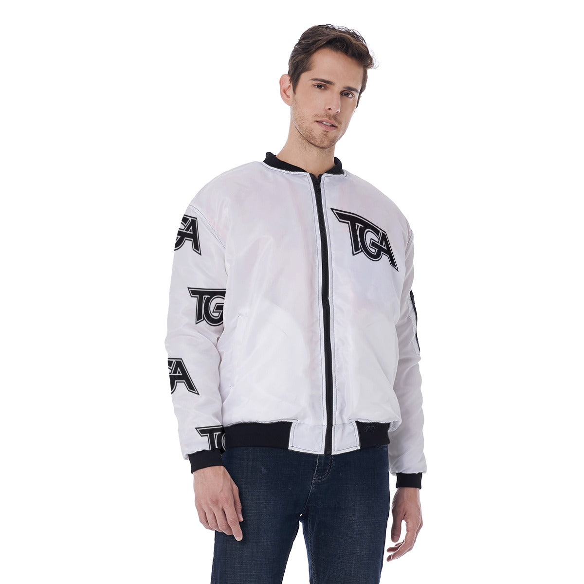 All-Over Print Men's Jacket With Sleeve Pocket