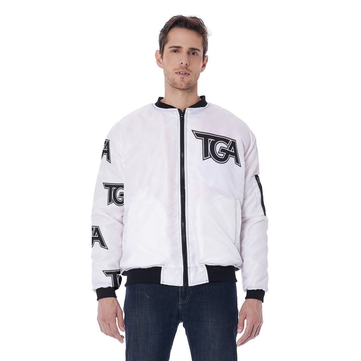 All-Over Print Men's Jacket With Sleeve Pocket