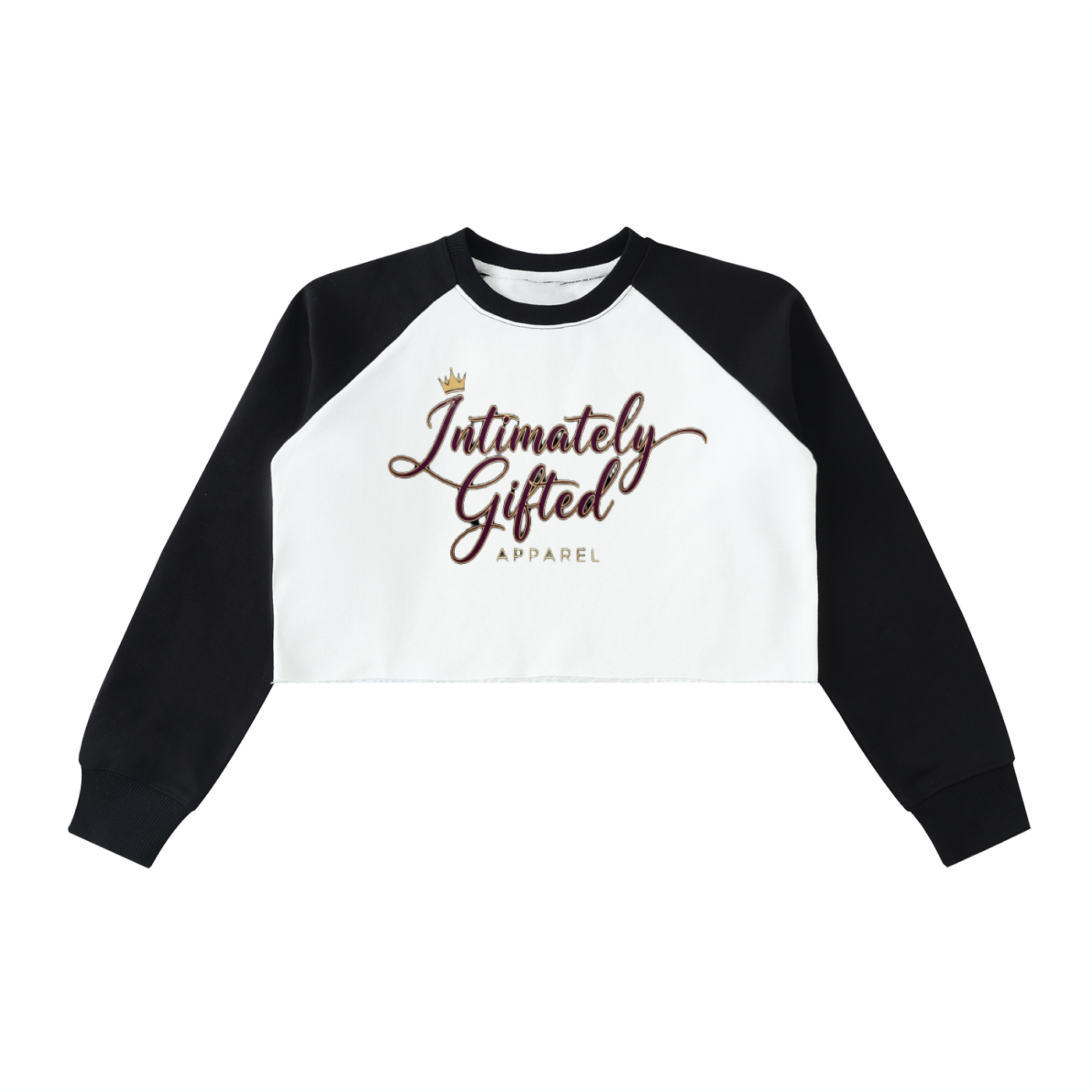 Raw-Hem Color-Block Raglan Crop Sweatshirt