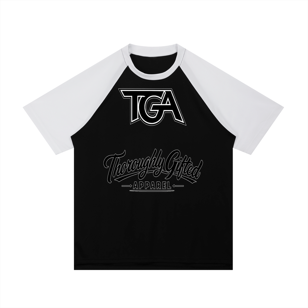 Contrast Raglan Sleeve Mesh T-Shirt