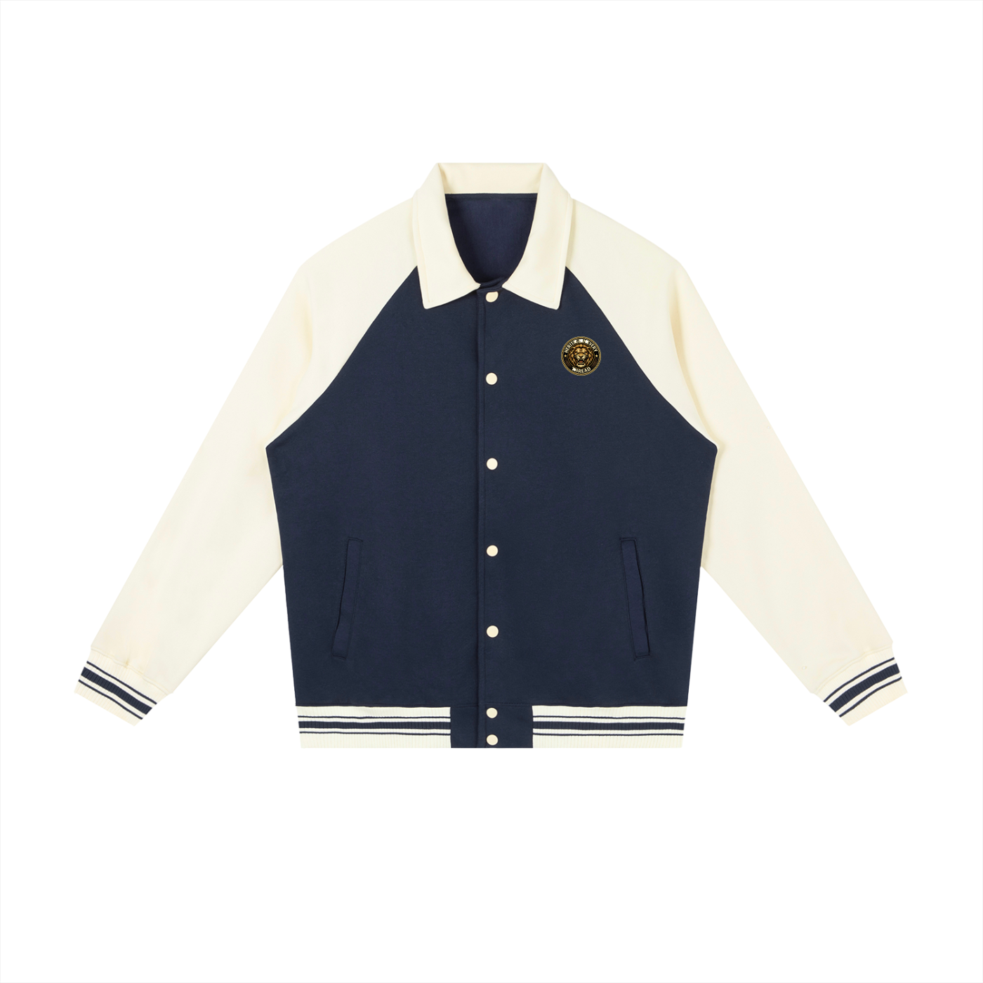 Contrast Raglan Sleeve Baseball Jacket