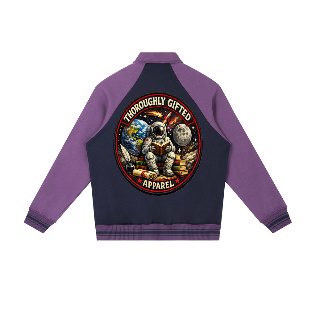 Contrast Raglan Sleeve Baseball Jacket