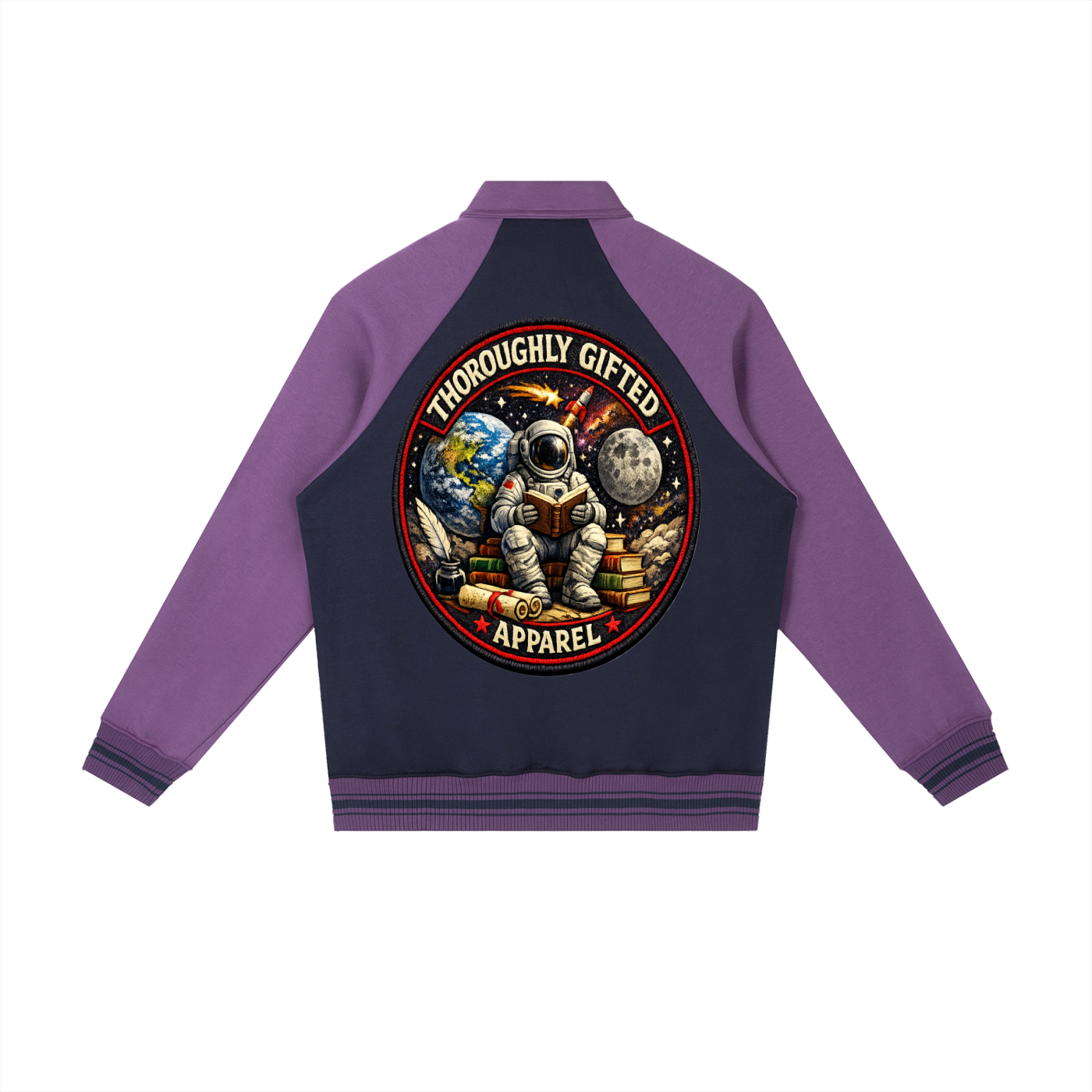 Contrast Raglan Sleeve Baseball Jacket