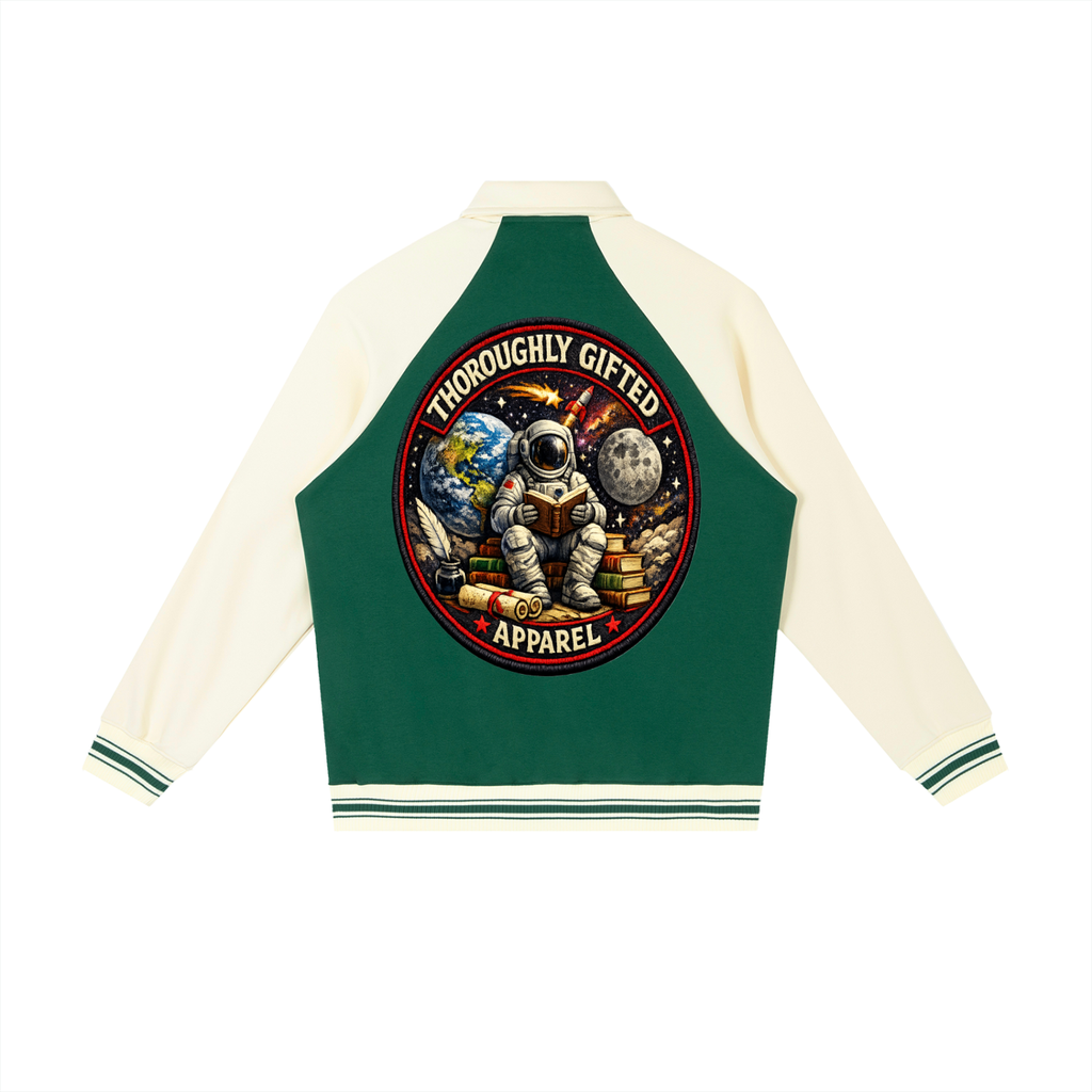 Contrast Raglan Sleeve Baseball Jacket