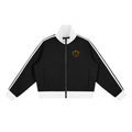 Contrast Side Stripe Fleece Cropped Track Jacket