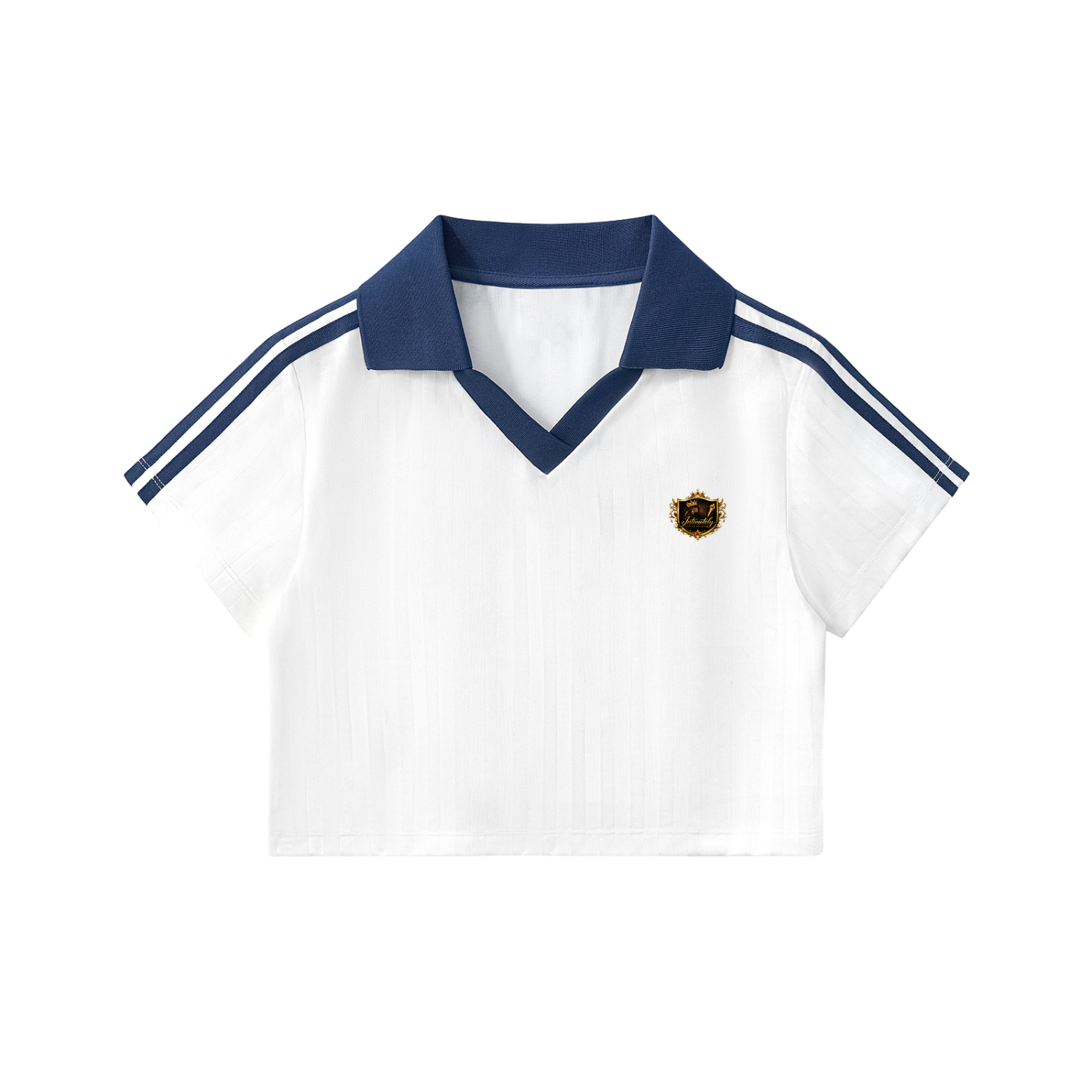 Contrast Collar Striped Cropped Jersey