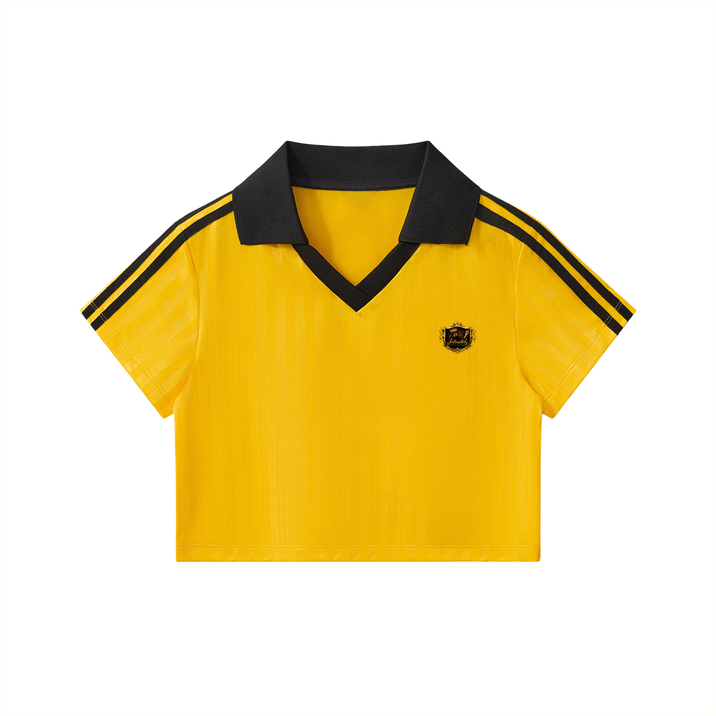 Contrast Collar Striped Cropped Jersey