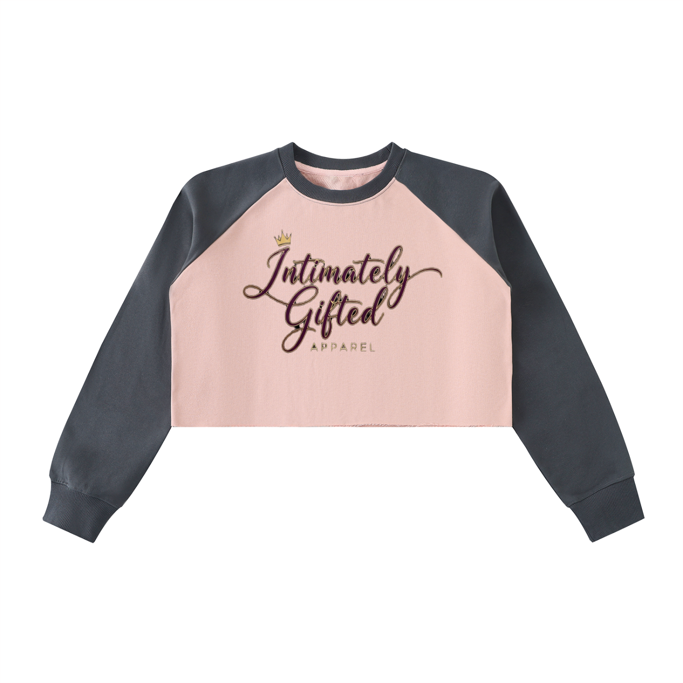 Raw-Hem Color-Block Raglan Crop Sweatshirt