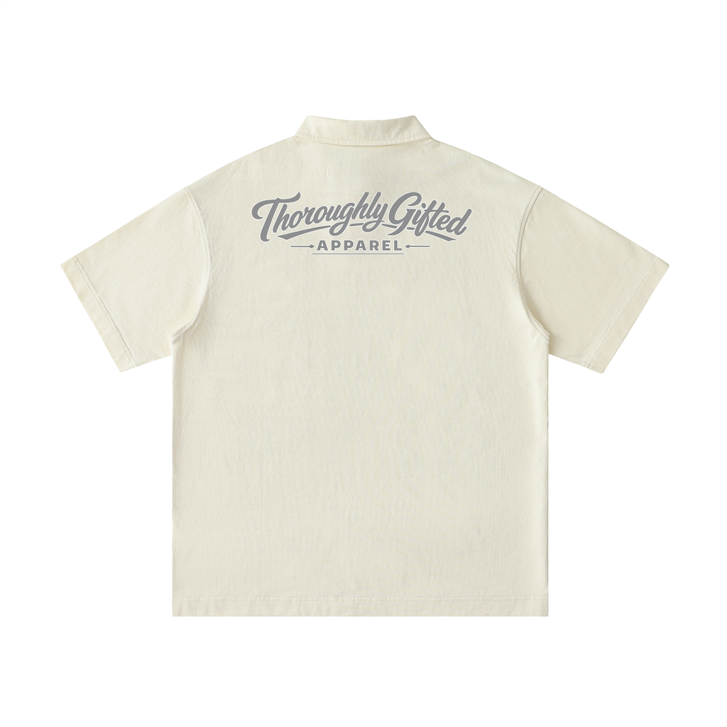 Loose Cotton Short-Sleeve Polo Shirt