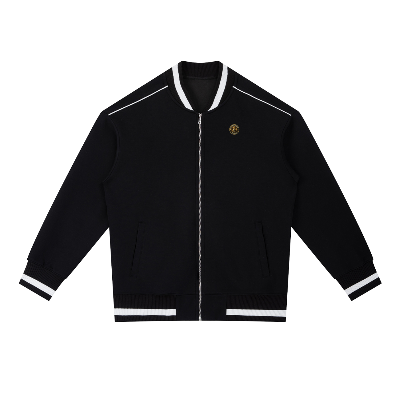 Contrast Piping Zip Bomber Jacket
