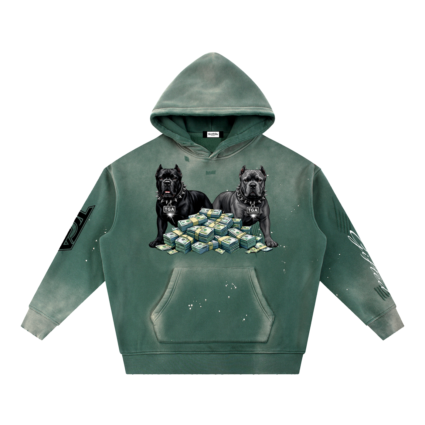 Vintage Washed Frayed Fleece Hoodie