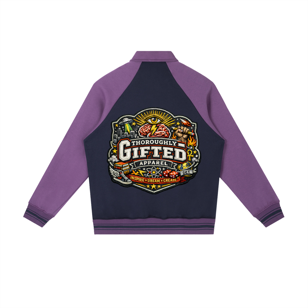 Contrast Raglan Sleeve Baseball Jacket