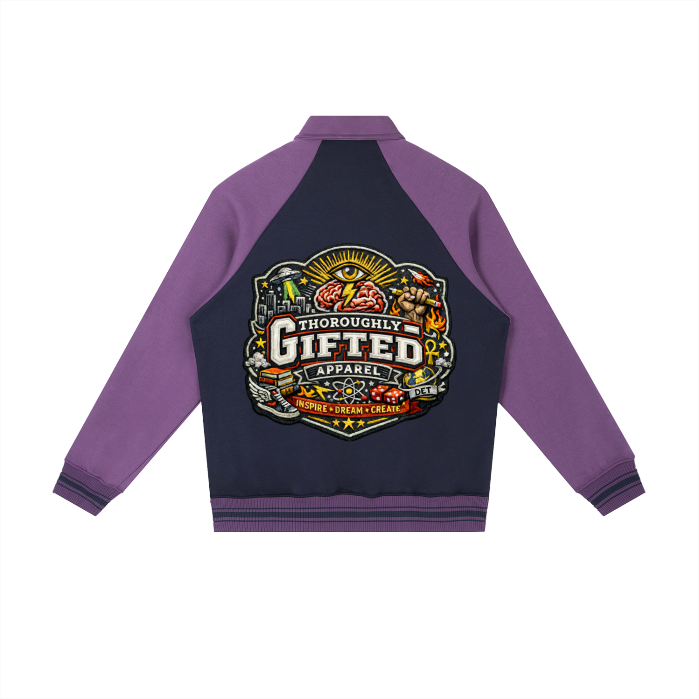 Contrast Raglan Sleeve Baseball Jacket