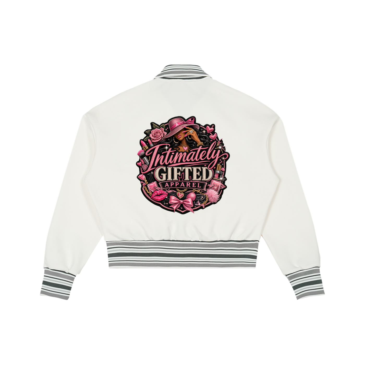 Striped Rib Collar Zip Jacket
