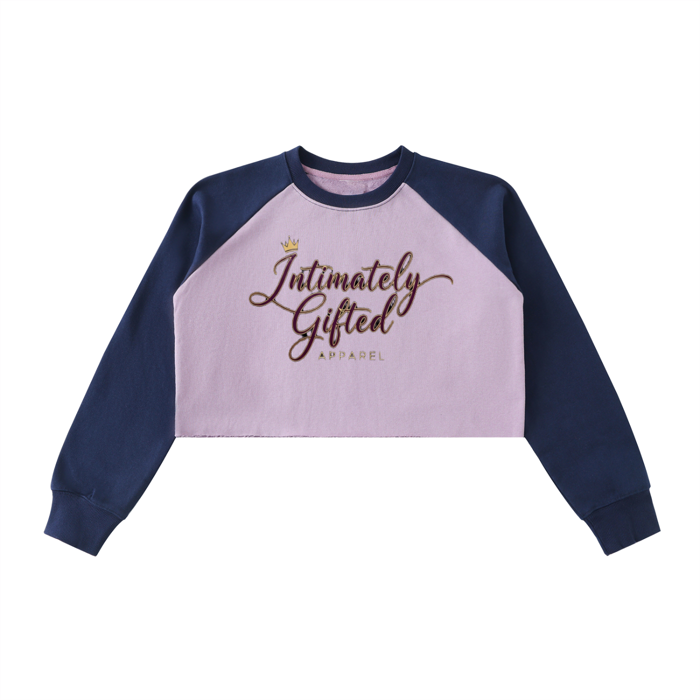 Raw-Hem Color-Block Raglan Crop Sweatshirt