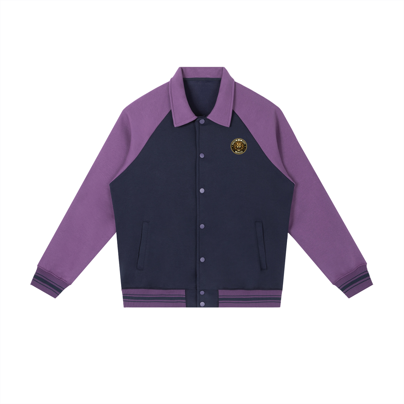 Contrast Raglan Sleeve Baseball Jacket