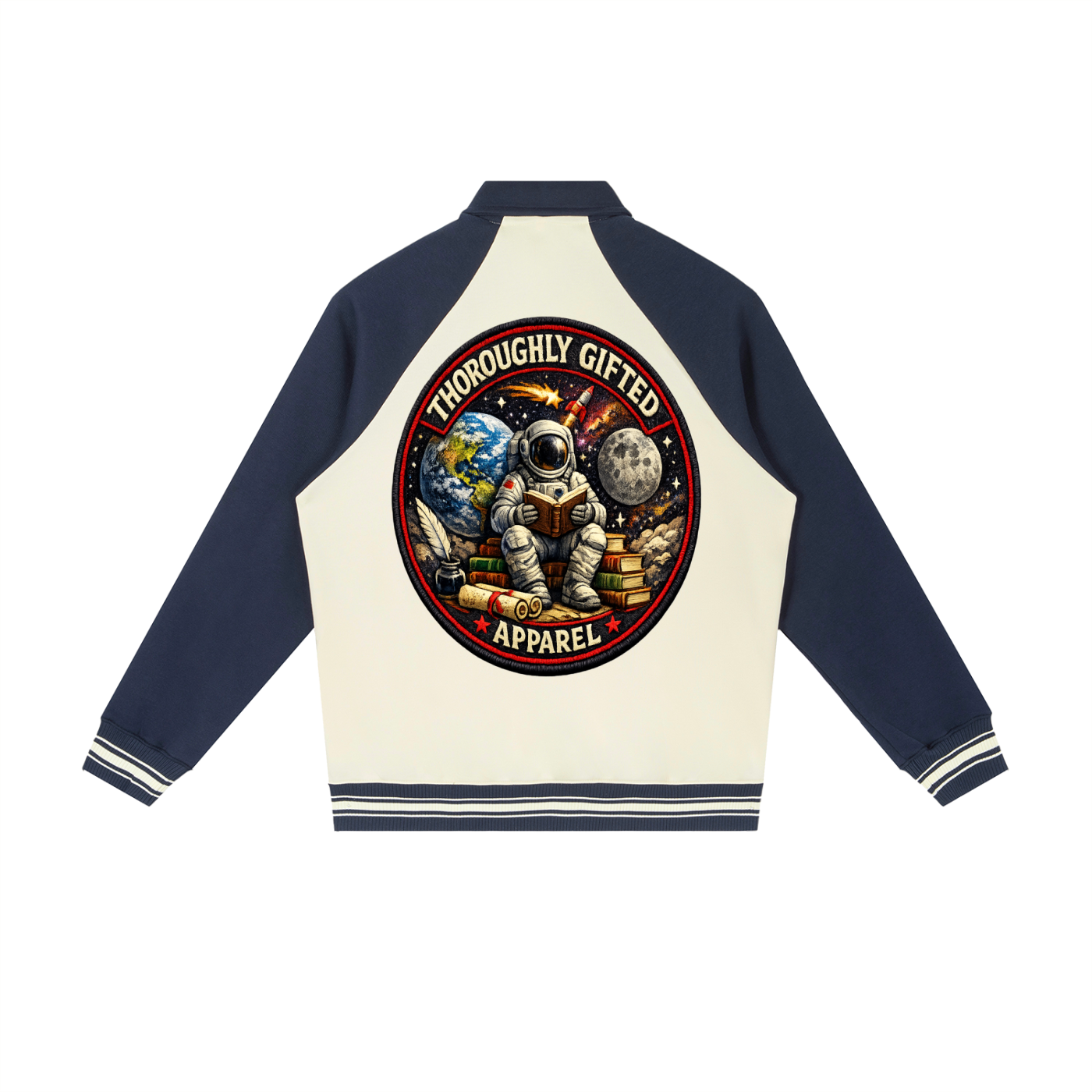 Contrast Raglan Sleeve Baseball Jacket