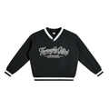 V-Neck Contrast Collar Boxy Sweatshirt